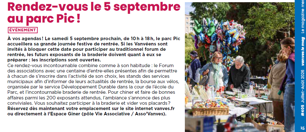 Forum des associations 2026 -  Samedi 5 septembre 2026