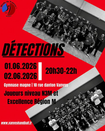 Séance de Détection Séniors 1 et 2 M - 01 et 02 juin