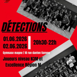 Séance de Détection Séniors 1 et 2 M - 01 et 02 juin